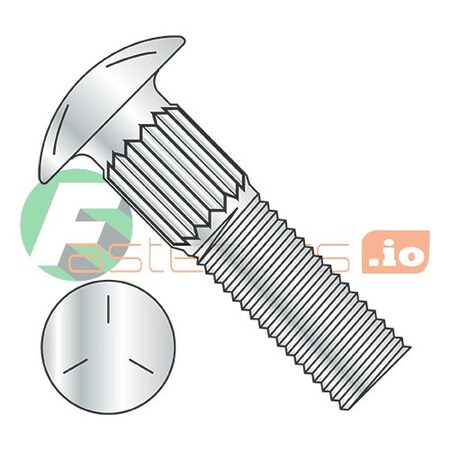 Newport Fasteners Carriage Bolt, Ribbed Neck, 1/4"-20, 3/4 in L, Steel, Grade 5, Zinc Plated, 2550 PK 384549